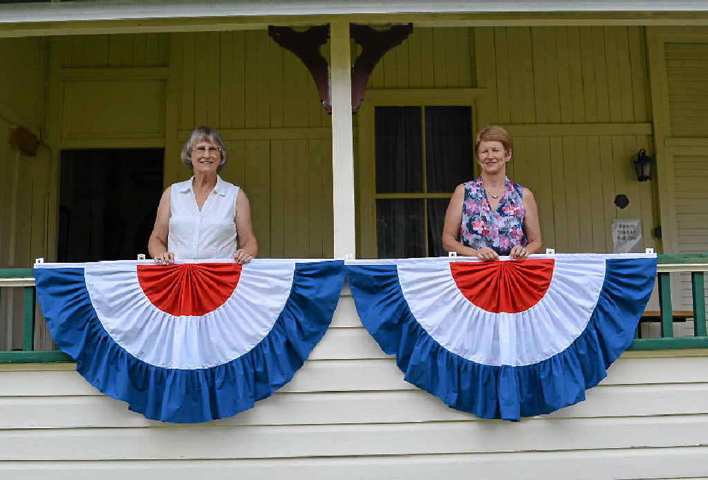 MARCH ON: Warwick and District Historical Society president Janice Flood and volunteer Noela Siddans with the swag bunting for tonight’s commemorations. MARCH ON: Warwick and District Historical Society president Janice Flood and volunteer Noela Siddans with the swag bunting for tonight’s commemorations.